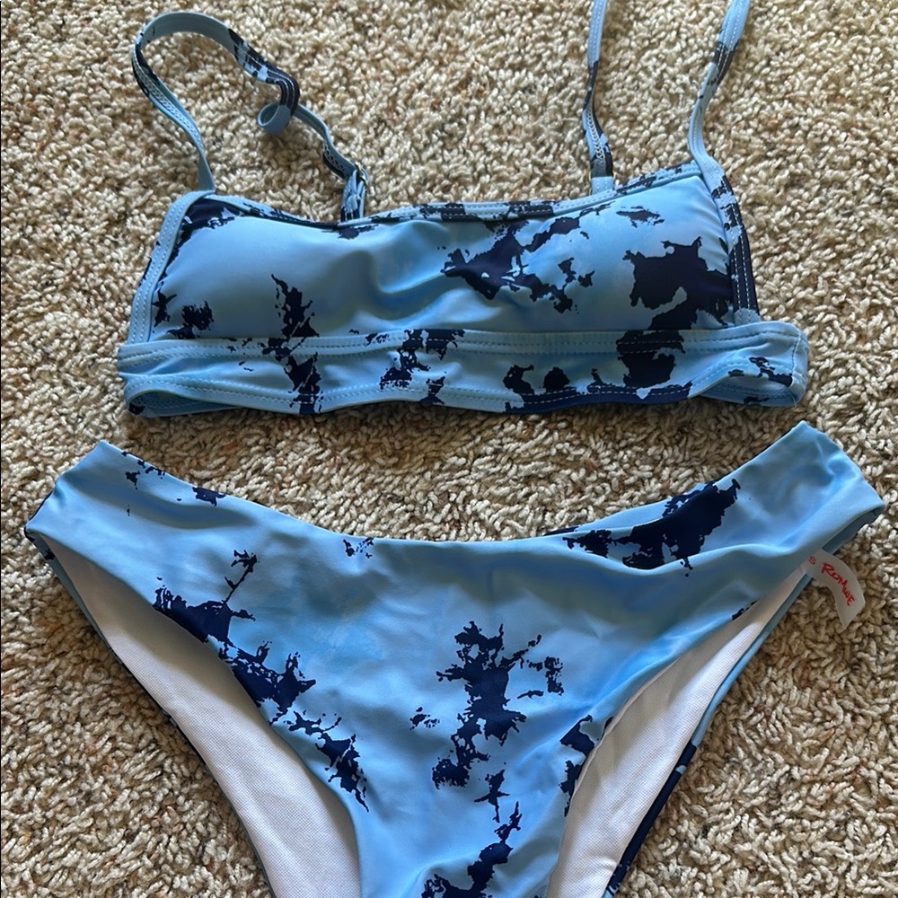 Blue and Black Marble Bikini Set